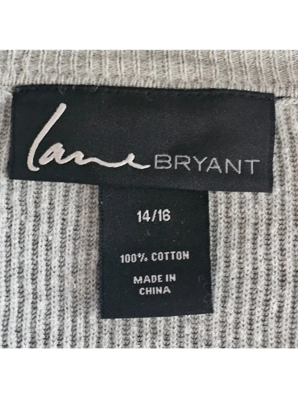 Lane Bryant Pullover Top Womens 14/16 Gray Ribbed Asymmetrical Hem 3/4 Sleeve - Picture 4 of 11